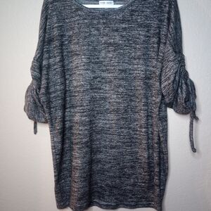 Chic Gray Ruched Sleeve Women's Sweatshirt